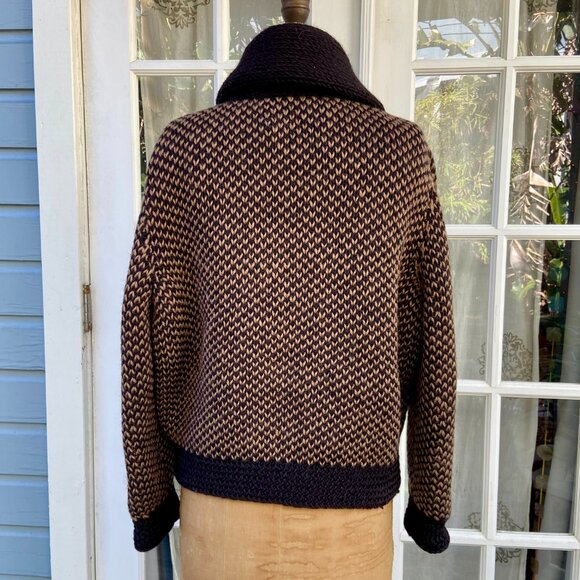 Angela Campos de Morris Vintage Mexico Wool Hand Knit Button Front Cardigan M L - Picture 8 of 11